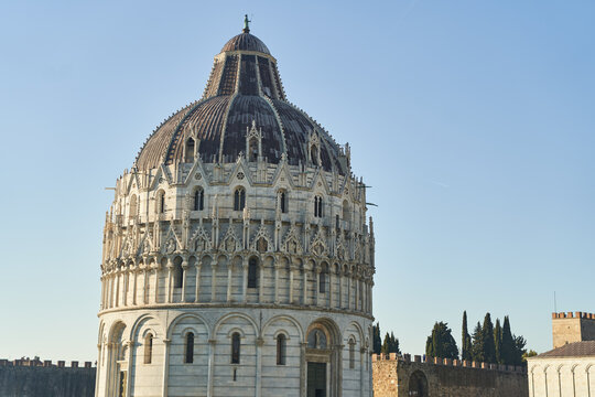 Pisa, Italy - 13.02.2023: View of the Pisa Cathedral on a sunny day in the city of Pisa, Italy. High quality photo