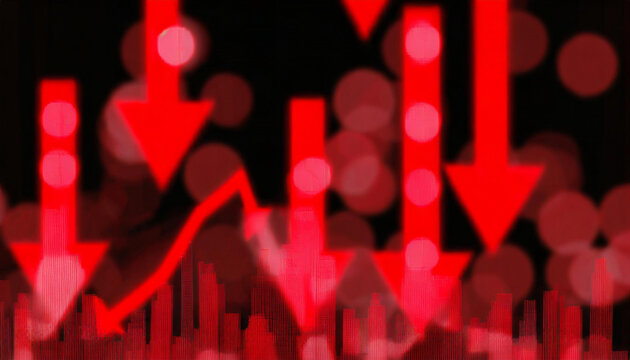 Dropping down of the cryptocurrencies. Visualization of bearish sezon in the stock market. Generative AI.
