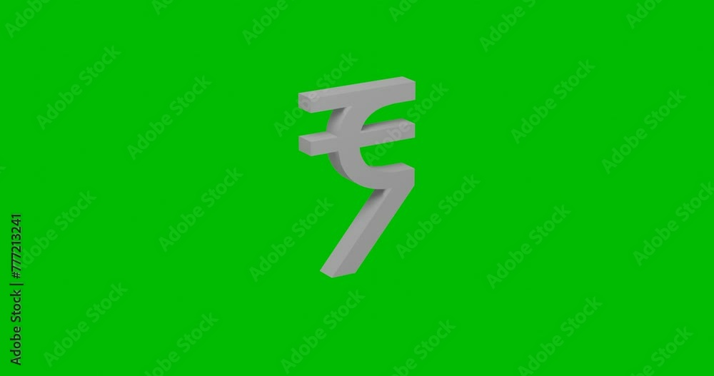Poster animation of rotation of a white indian rupee symbol with shadow. simple and complex rotation. seaml