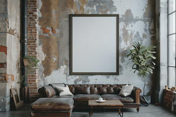 Urban Chic Living Room with Blank Canvas