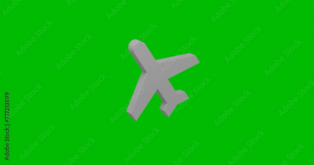 Poster animation of rotation of a white plane symbol with shadow. simple and complex rotation. seamless loo