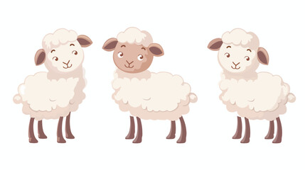 Cartoon happy sheep posing isolated on white background