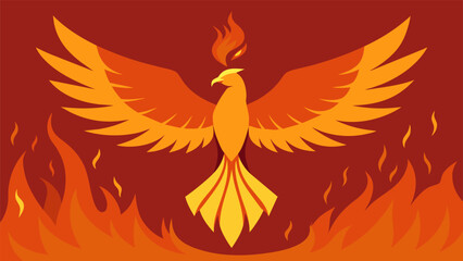 A phoenix rising from the ashes symbolizing rebirth and resilience after facing destruction. - obrazy, fototapety, plakaty