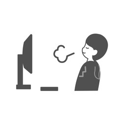 PCの前で一息つく女性会社員