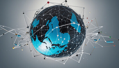 Global communication network concept. Electronic technology bright colors