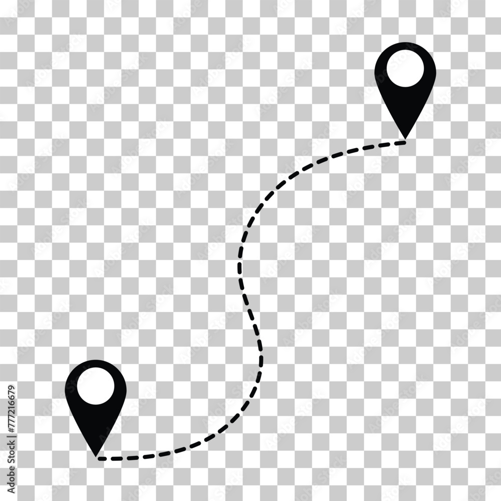 Aufkleber location map path distance icon, one place to another location icon, pinpoint, map search, route, na