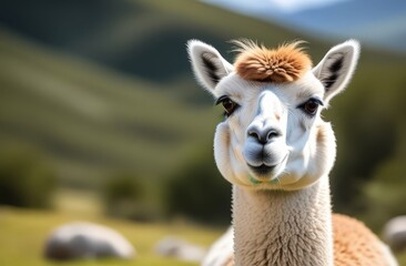 Obraz premium Animal llama close-up in natural habitat
