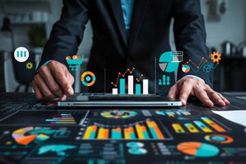 marketing concept illustration featuring strategy, branding, analytics, and innovation.