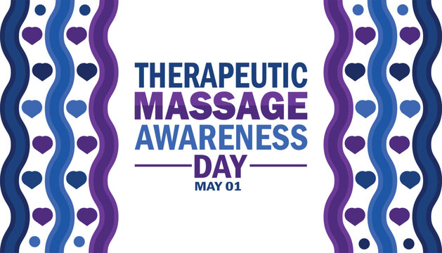 Therapeutic Massage Awareness Day. May 01. Suitable for greeting card, poster and banner