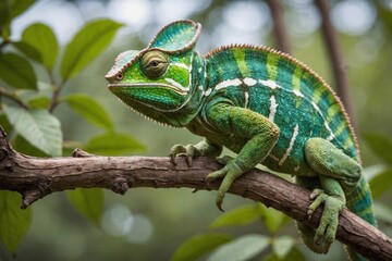 Malagasy giant chameleon sitting on branch
