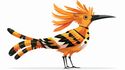 Cartoon illustration of funny hoopoe bird comic animal