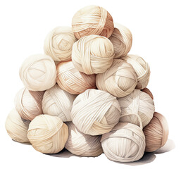 Pile of assorted natural colored yarn balls