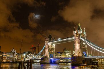 Tower Bridge is a Grade I listed combined bascule and suspension bridge in London - 777219059