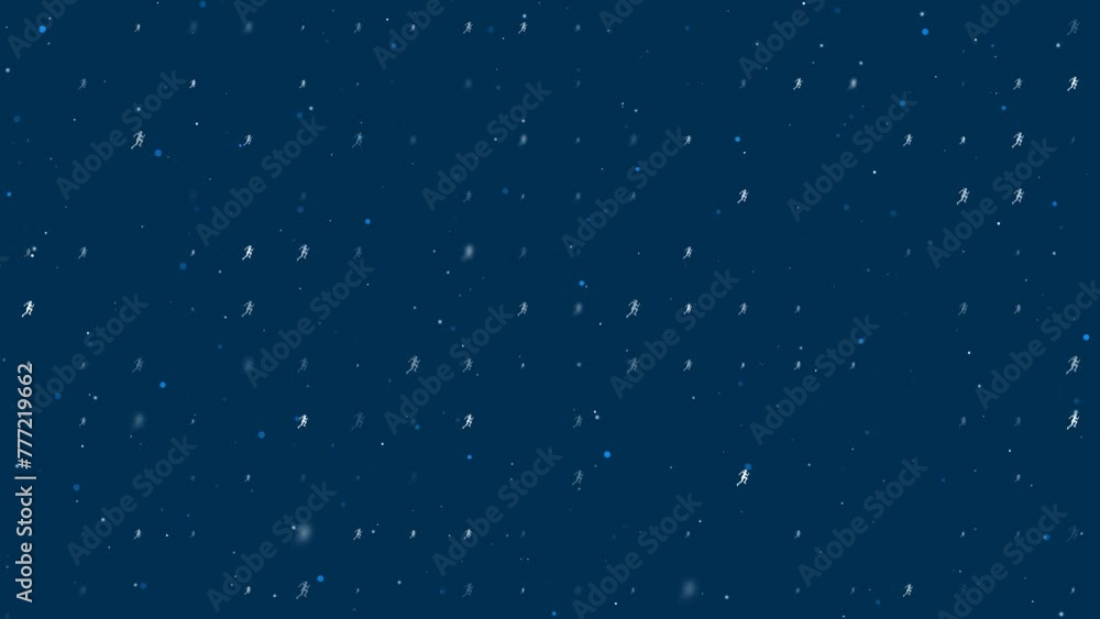 Poster template animation of evenly spaced running woman symbols of different sizes and opacity. animation 