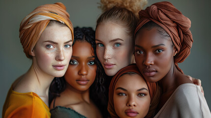 Obraz premium Elegance in Unity: A Tapestry of Diverse Beauty and Empowerment