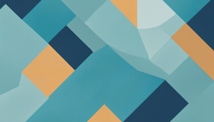 Abstract geometric composition, blue background design, 3d render bright colors