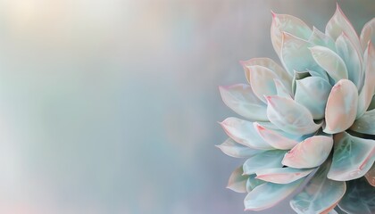 Succulent plant on a pastel blue grey background, Echeveria succulent with beautiful colors on a pastel blue background, Minimalist modern banner illustration with succulent plant, AI generated - obrazy, fototapety, plakaty