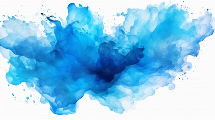 Blue splash of paint watercolor on paper. Abstract watercolor art hand paint on white background