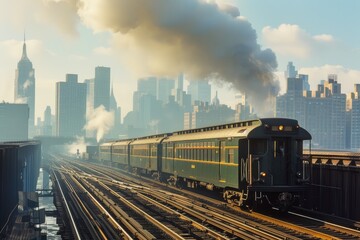 Obraz premium Futuristic Train Embarks on Journey from New York