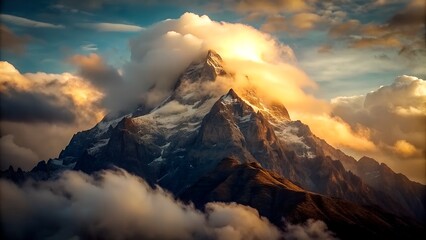 Majestic Mountain and Clouds
