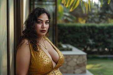 Modern Beauty: Thick Indian Woman Embracing Self-Love