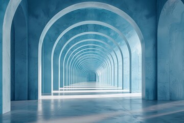 Blue linear geometry of the corridor.