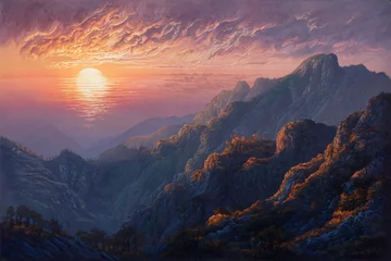 Zelfklevend Fotobehang sunrise in the mountains © Muhammad