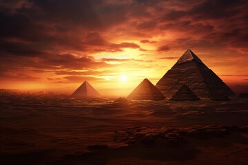 Sunrise over the Pyramids. - obrazy, fototapety, plakaty