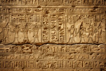 Close-up of hieroglyphics on the pyramid walls.
