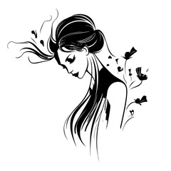 silhouette girl vector 