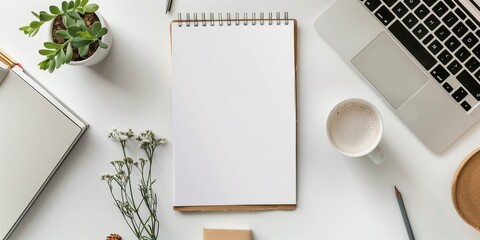 blank notebook on the table for copy space