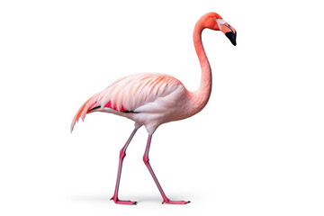 Pink Flamingo Isolated on White Background: Elegant Avian Beauty