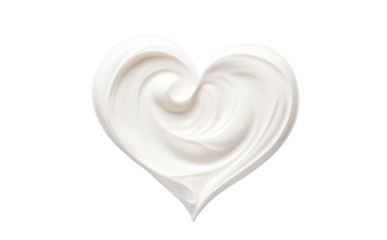 texture of a cosmetic smear of cream in the shape of a heart on a transparent background