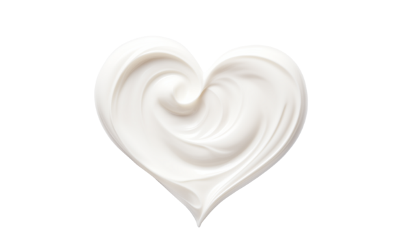 texture of a cosmetic smear of cream in the shape of a heart on a transparent background