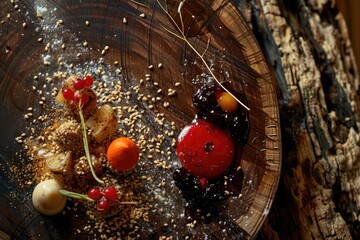 Harmonious balance of textures and colors in an abstract culinary composition.