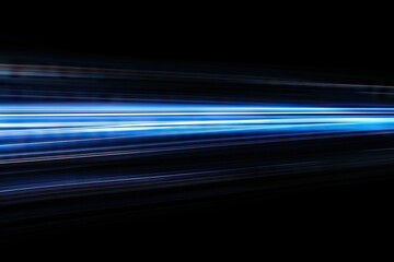digitally generated image of blue light and stripes moving fast over black background - obrazy, fototapety, plakaty