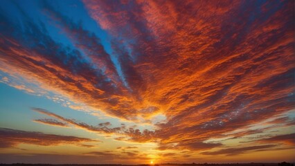Vivid sunset cloudscape with fiery tones