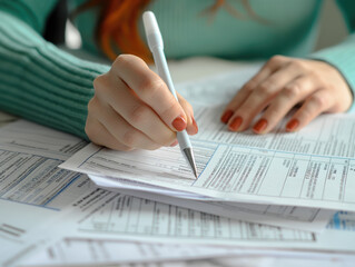 Filling out utility bills.