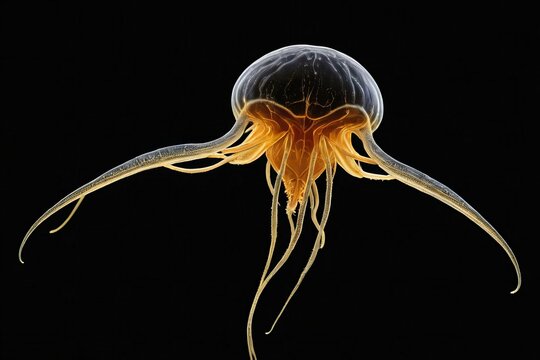 Parasite-giardia under a microscope on a black background