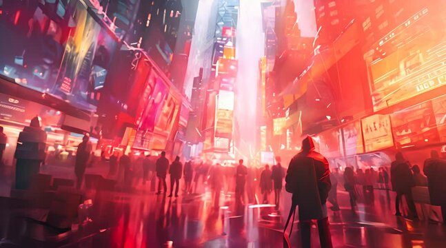 time lapse of people walking on the street at night, a man lost in the metropolis 