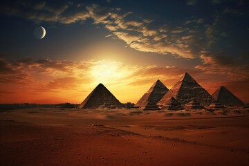 Moonrise over the pyramids.
