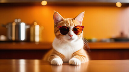 Hipster Cat: Trendy Feline Rocking Eyewear for a Modern Vibe