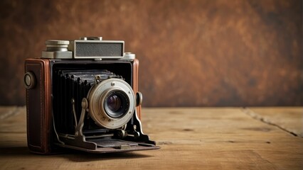 Professional vintage camera on a plain background