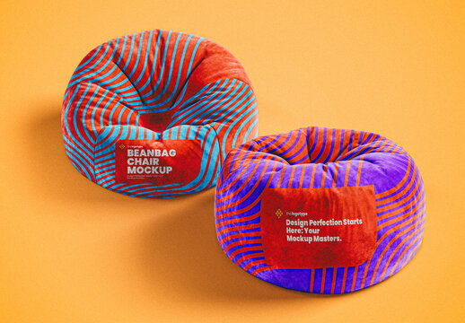 Set of two Bean Bag Chairs Mockup
