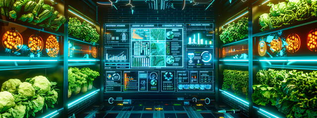 Fototapeta premium Futuristic digital HUD interface, abstract technology and data concept