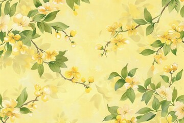 floral patterns inspired by spring blossoms emerge against a backdrop of pale lemon yellow, capturing the essence of culinary creativity.