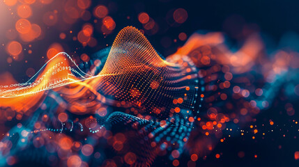 Futuristic digital network connection, blue glowing grid design