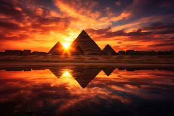 Time-lapse of the pyramids from sunrise to sunset. - obrazy, fototapety, plakaty