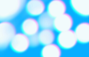 Abstract defocused image with chromatic aberration effect. Blue background with glow of light and specular.