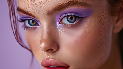 Elegant woman with soft makeup posing in a pink silk dress, exuding luxury and femininity.